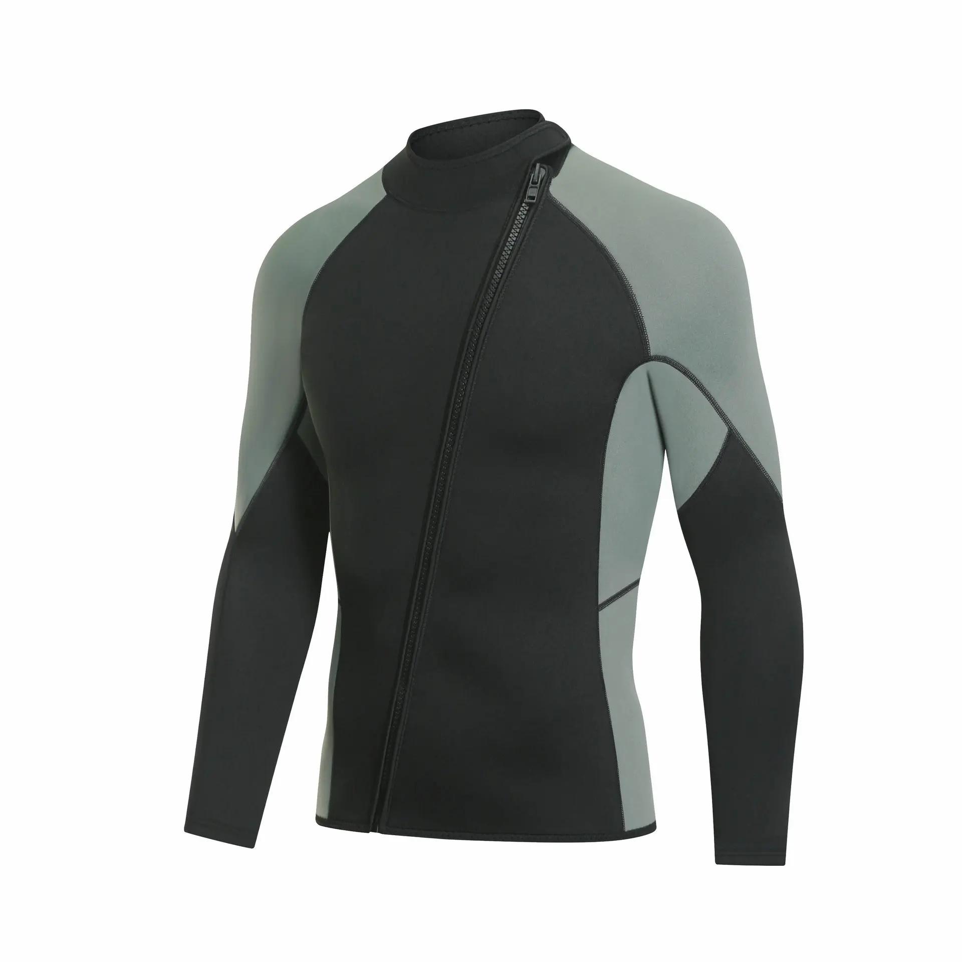 Cross-Border Split 3mm Diving Suit Long Sleeve Sun Protection Swimming Dive Clothes Warm Anti-Cold Surfing Wetsuit XXXL gray QI Event A
