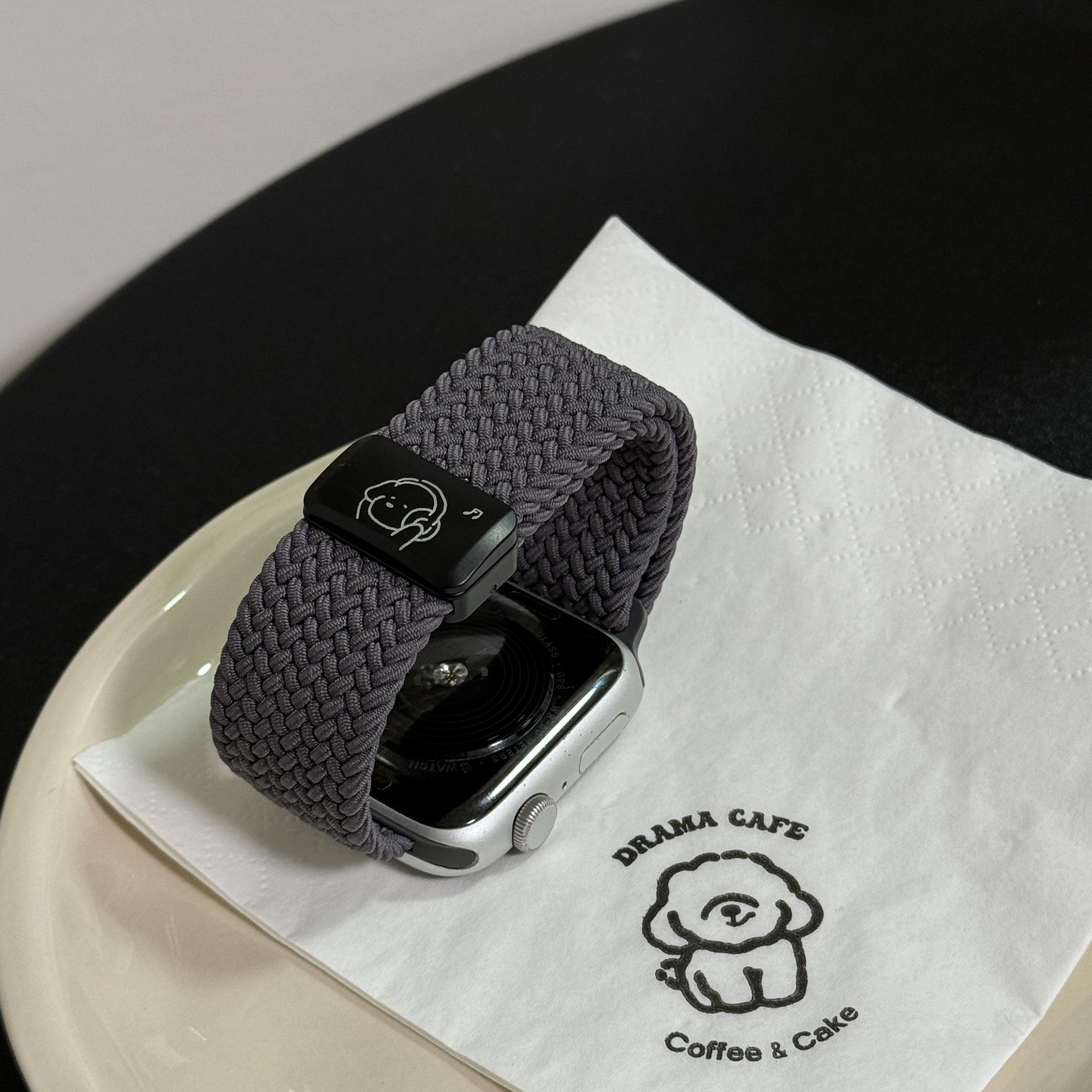 Плетеный ремешок для часов Music Puppy для Apple Watch Series 5-9 и SE 42/44/45/46(S10)/49mm серый Smarter than future