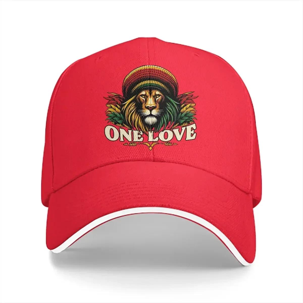 ONE LOVE Мужские Бейсболки Кепка с козырьком Шляпа от солнца Велосипедная кепка Раста Лев Иуды Растафарианская уличная одежда для защиты от солнца One Size red IMHNG CAP