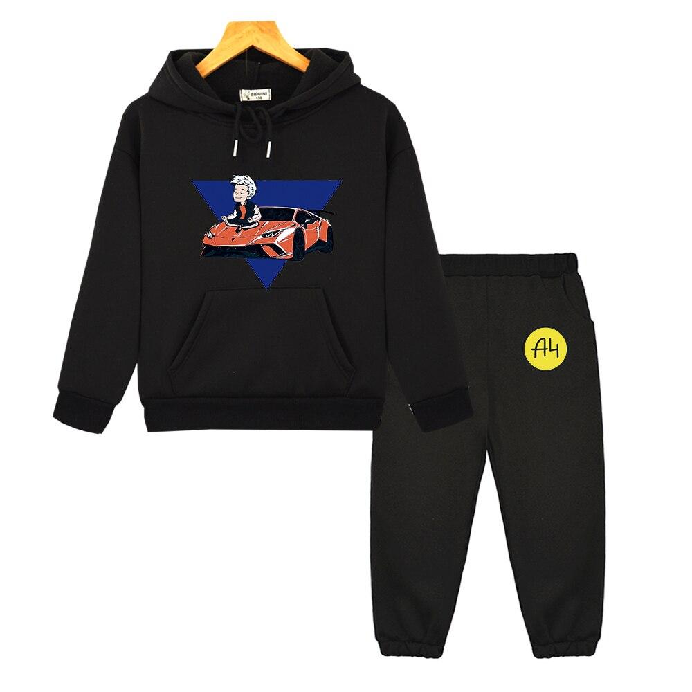 Толстовки Merch a4, детская одежда, топ, брючный костюм, осенний свитшот для мальчиков и девочек, топы Merch A4, повседневная детская одежда, комплект для детей 120 black Rice grain childrens clothing factory direct sales