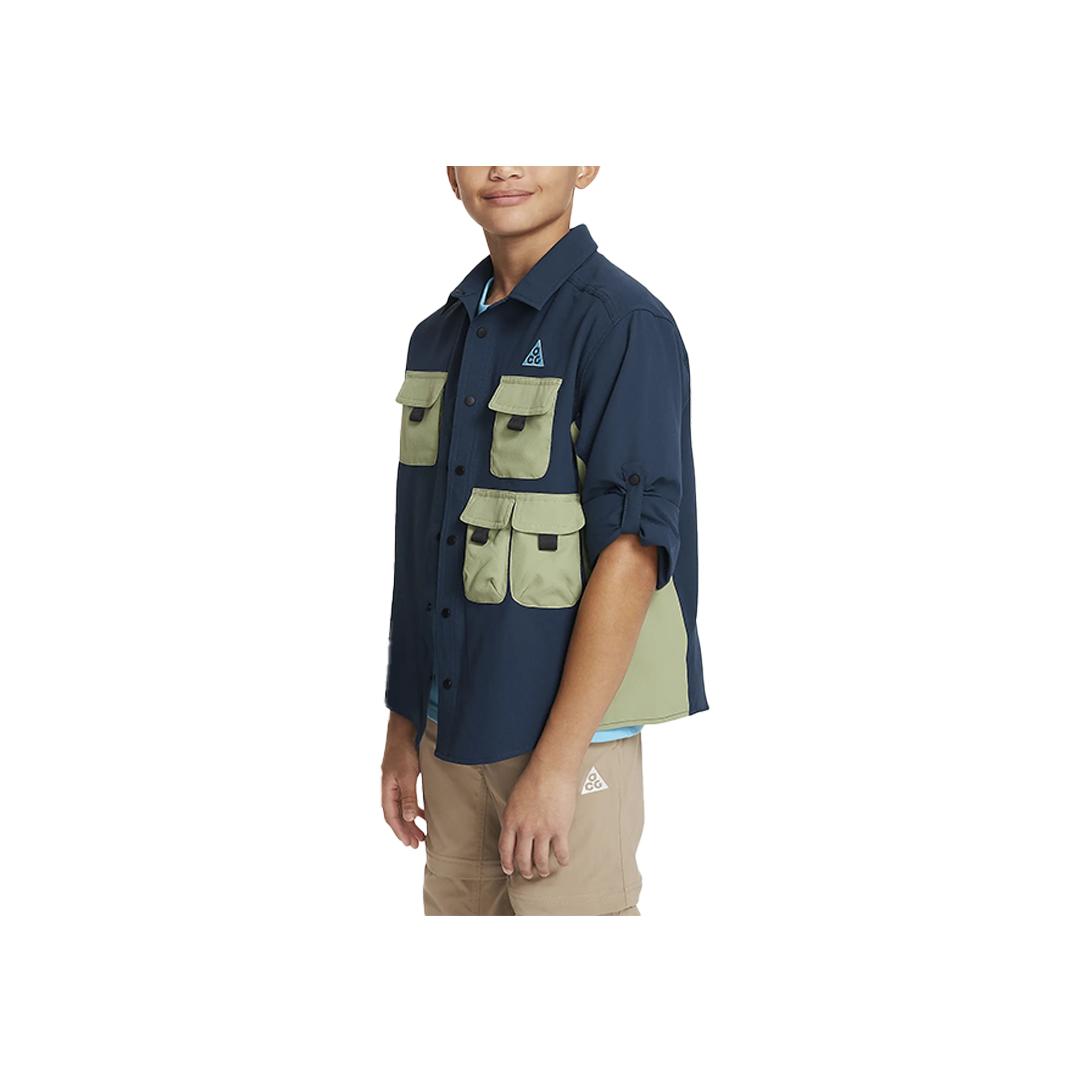 Nike ACG Devastation Trail Jacket UV Protection Dry Comfortable Kids Jacket Navy Olive-Green Black FN9220-478 S black