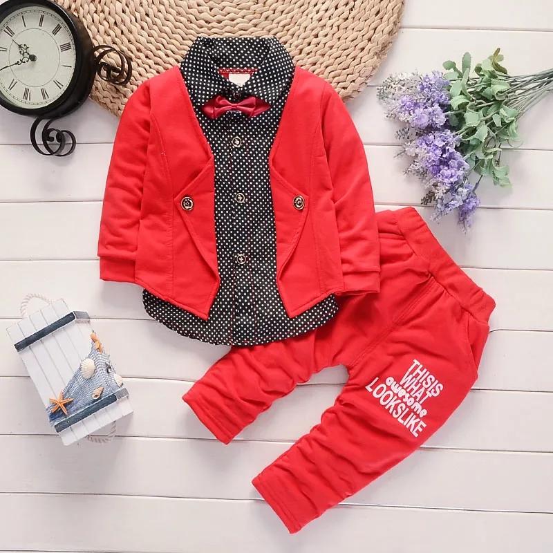 Джентльмен для малышей Baby Boy Kid Infant Fashion Shirts Tops + Pants Outfit Set 90cm красный Molly Show