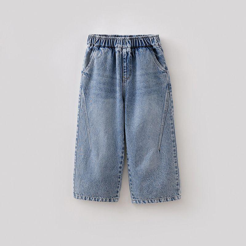 Mark Jenny Fashionable and Stylish Pure Cotton Denim Wide-Leg Pants for Boys and Girls, Children s Pants, 2026 Spring New Model 560070 Light cowboy Blue 150 gray TAOMall