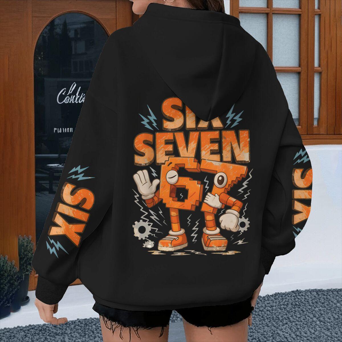 Cartoon 67 Six Seven Kids Hoodies Boys Meme Six Seven Cartoon Print Pullover Casual 67 Trend Girl Hoody 100 brown Transmission of love