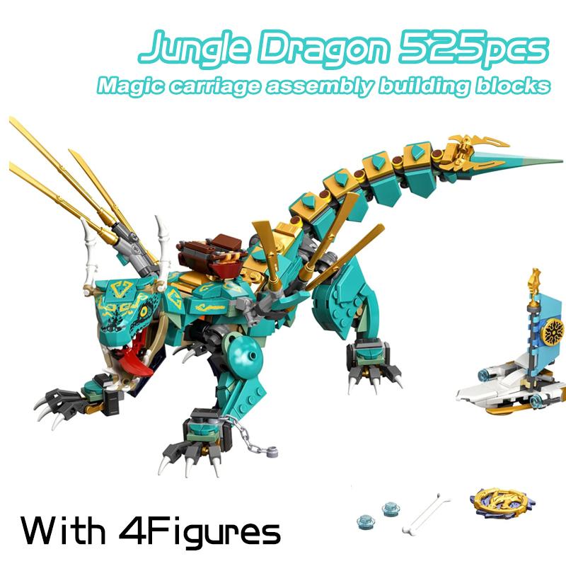 Серия Lloyd Jungle Fire Water Dragon Building Blocks Green Dagon Mech Bricks Toys for Boys Birthday Kids Gifts blue TIANGU