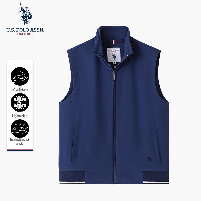 НАС. АССН ПОЛО. Мужской жилет в стиле business casual с воротником-стойкой M/170 темно-синий U.S. Polo Assn.