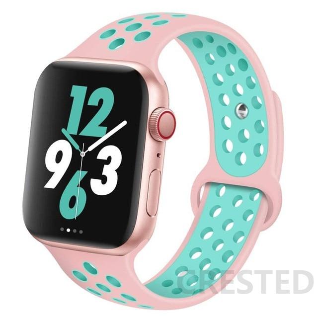 Спортивный силиконовый ремешок для Apple Watch Band 44 мм, 40 мм, 42 мм, 38 мм, 44 мм, дышащий браслет, ремешок для Apple Watch 6 iWatch 5 4 3 se 42 or 44 mm&S-M blue WHOP-A1