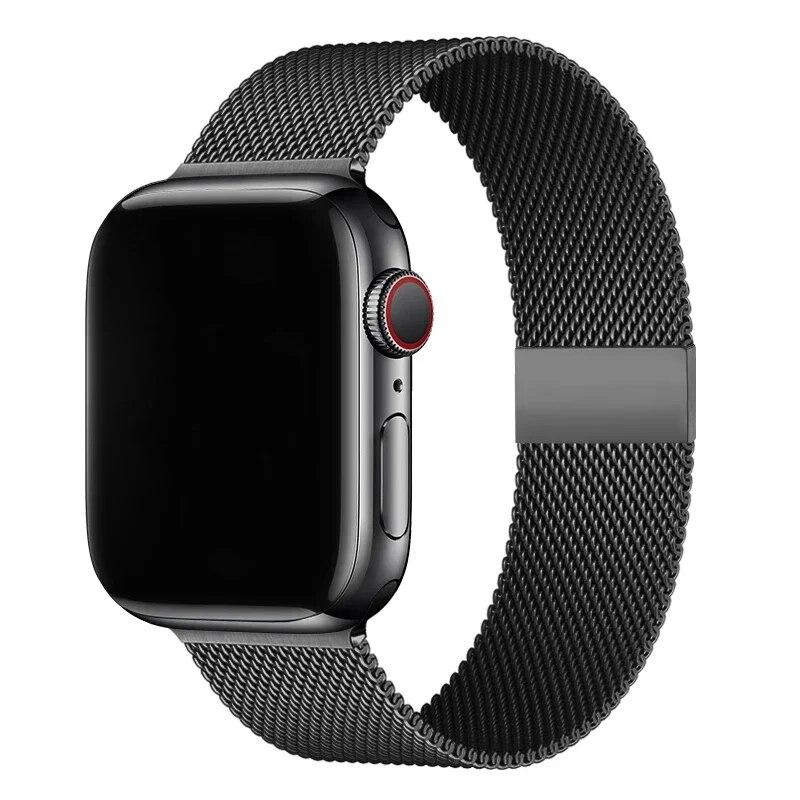 Ремешок для apple watch, ремешок Ultra, 49 мм, 45 мм, 44 мм, 41 мм, 40 мм, металлический браслет-браслет iwatch series 9, 8, 7, 6, 5, 4, 3 SE 38mm 40mm 41mm чёрный haiyunshanshuma