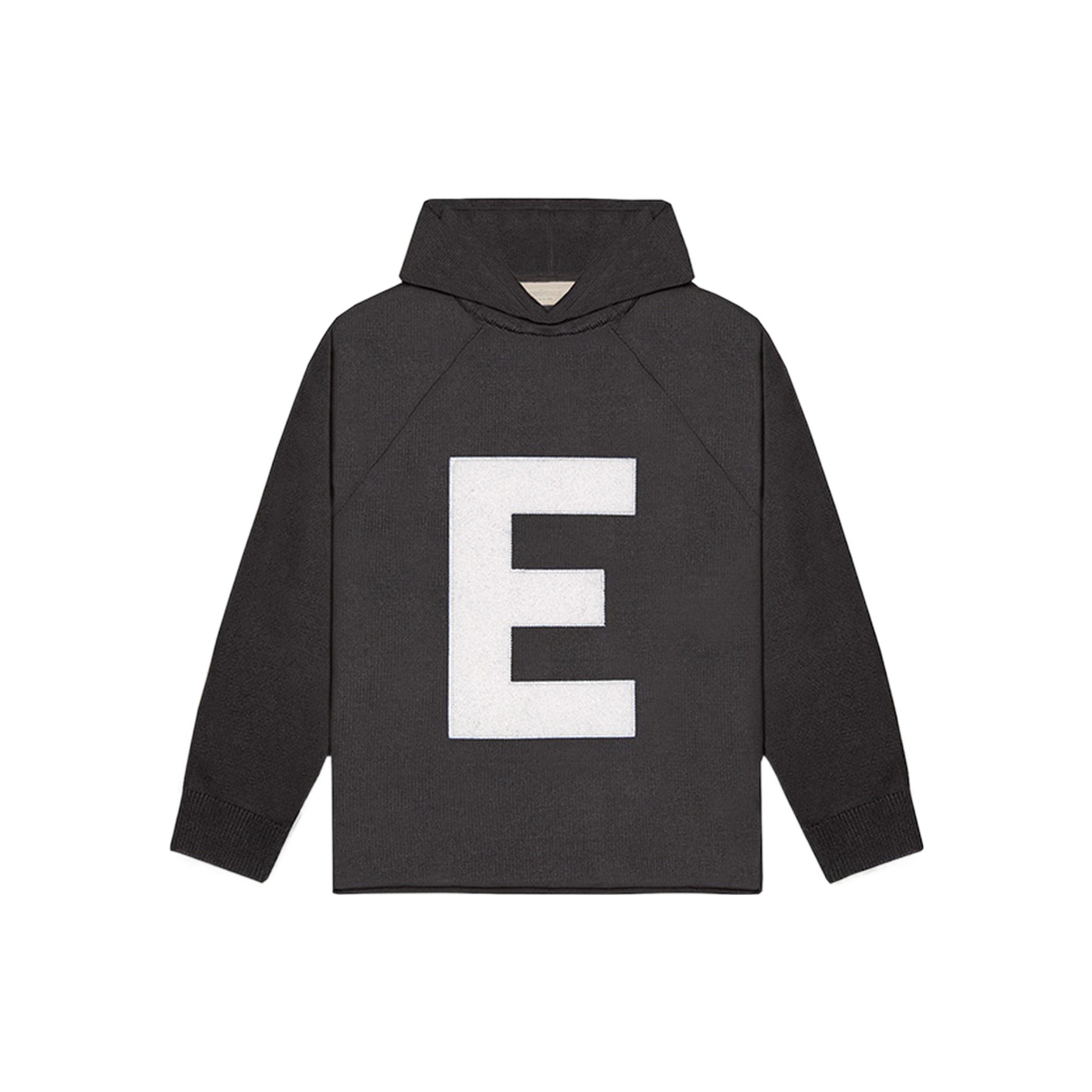 Fear of God Essentials Большая вязаная толстовка с капюшоном E Детские толстовки Цвет: Железный черный FOG-SS22-169 S white