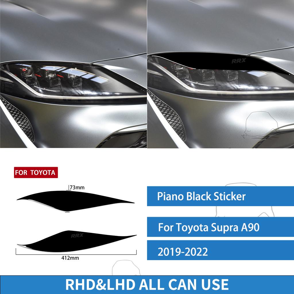 For Toyota Supra A90      Headlight Eyebrows Panel Eye Cover Piano Black Sticker Car Exterior Refit Accessories чёрный 267851safavz