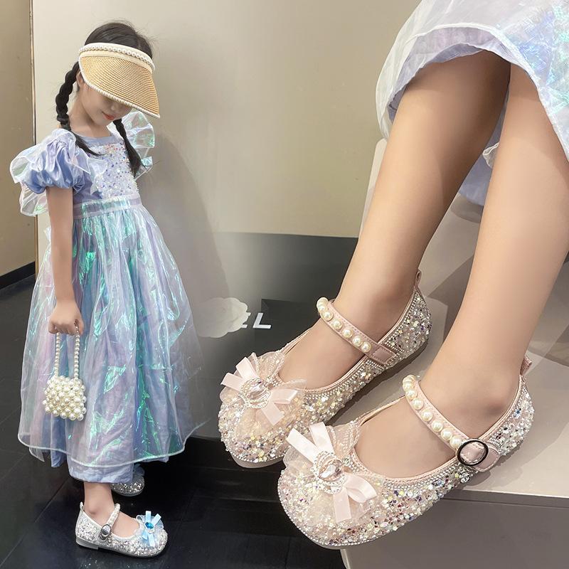 Обувь Zapatos NiñaGirl Модная детская кожаная обувь Туфли принцессы с бриллиантами в виде бантов Туфли Мэри Джейн Модная детская обувь Туфли Лолиты 21-insole13.5cm розовый Happy Soles