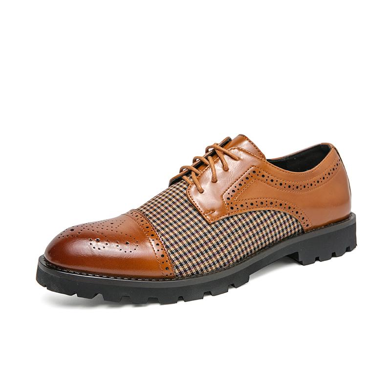 Новые высококачественные кожаные мужские туфли-броги на шнуровке Bullock Business Dress Men Lattice Oxfords Shoes Men Formal Shoes Big Size 38 коричневый Foot Living