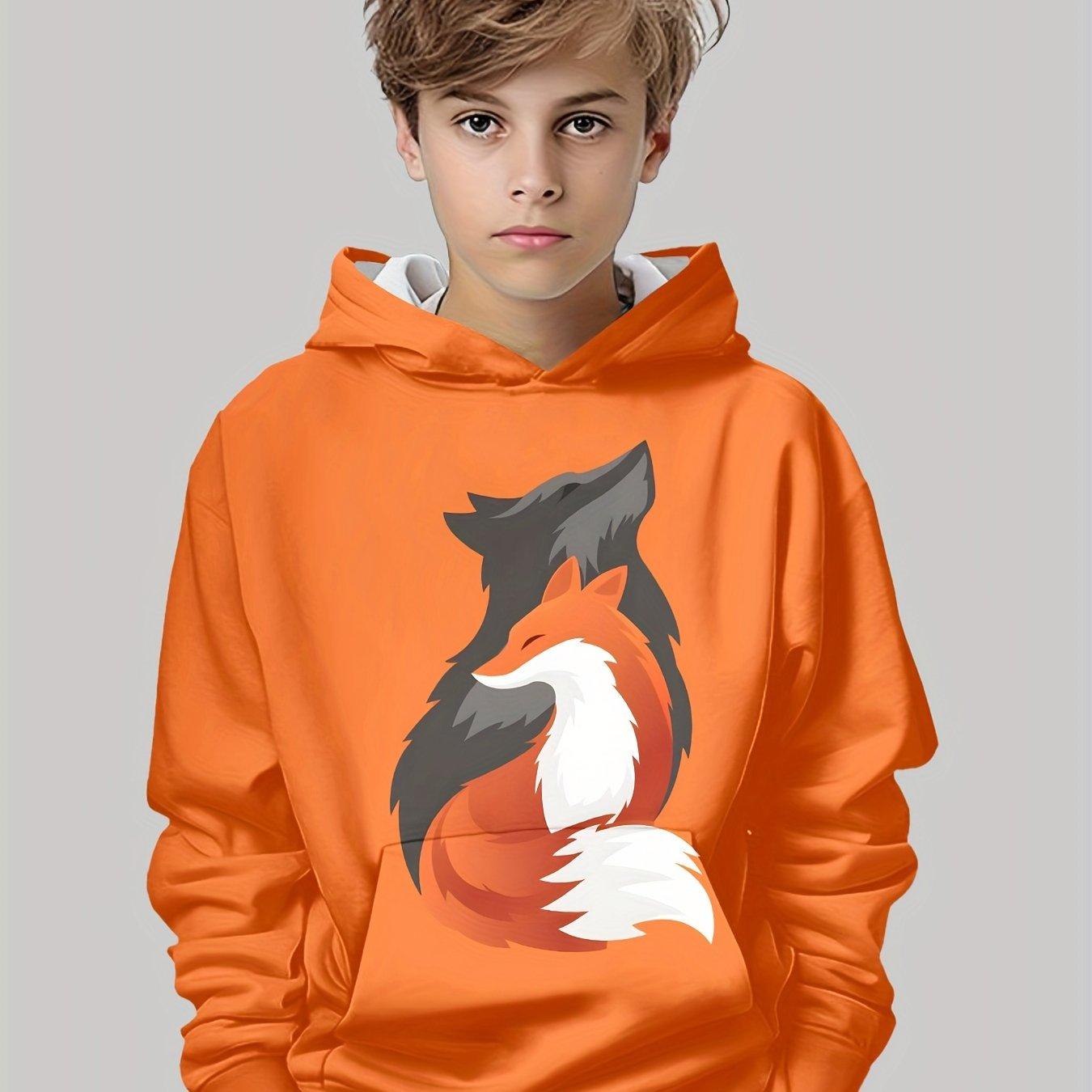 Толстовка с капюшоном и длинными рукавами Cool Fox 3D Graphic Boys - Повседневная одежда для мальчиков на весну 100 orange ETST 006