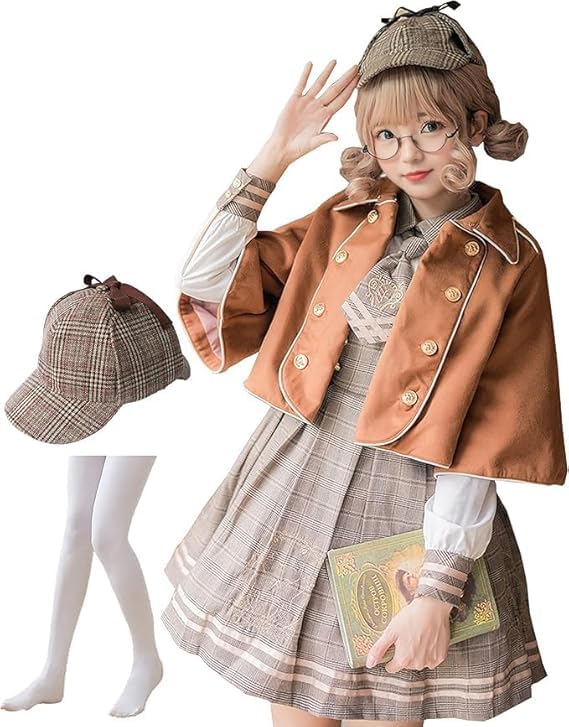 [JIURUN] One Piece Lolita Униформа с длинным рукавом Косплей Лолита Детектив Большой размер Кроссдрессинг Мори Девушка Школа Милая Одежда JK Униформа Набор Косплей beige hayatospeed