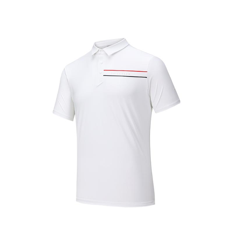 Anta Comfortable Simple Versatile Striped Breathable Short Sleeve Polo Shirt Men tops Pure-White 152537123-1 M white