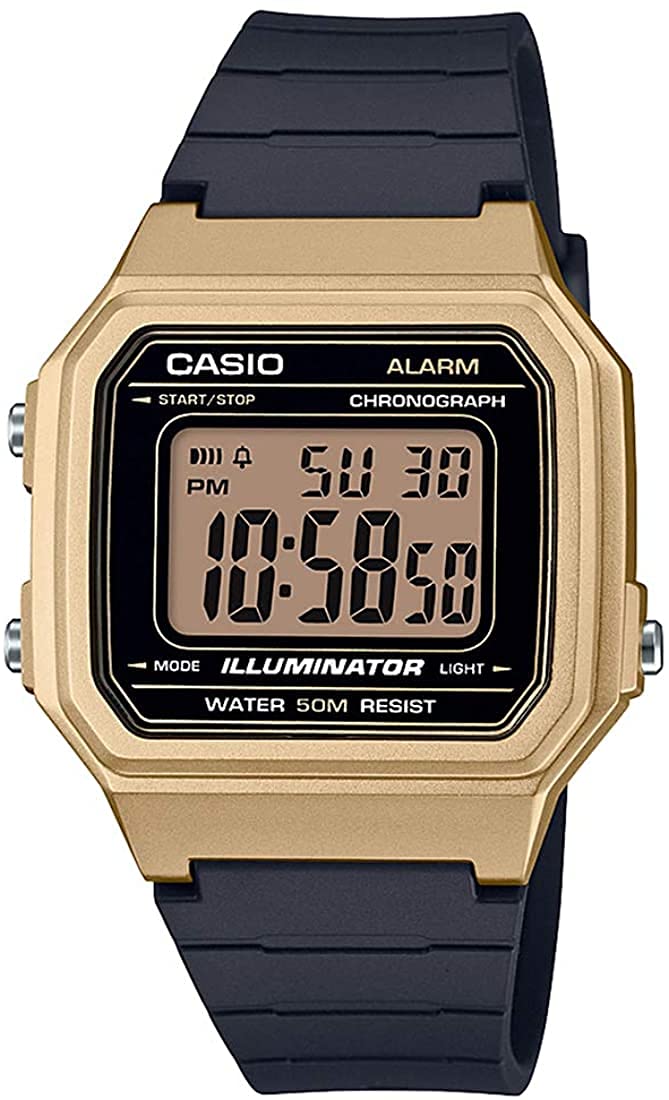 Casio Standard W-217HM-9A Наручные часы для мужчин, женщин и детей, мальчиков и девочек, цифровые, с отображением даты, золотисто-черные, международная модель [Параллельный импорт] gray