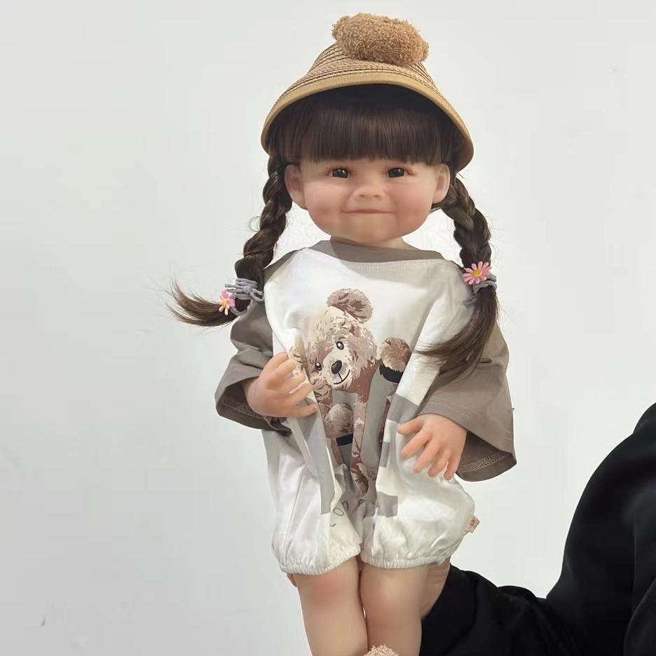 Реалистичная 55 см 22 дюймов Reborn Baby улыбающаяся кукла для девочек игрушка полностью силиконовое тело принцесса для малышей Art Bebe подарки на день рождения для ребенка black BZDOLL Reborn