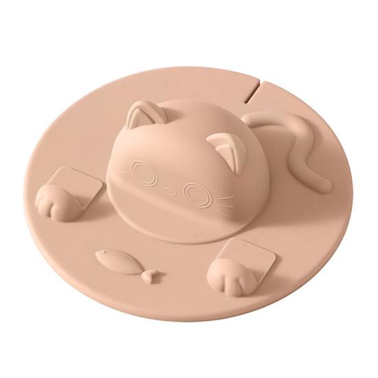 Silicone Cup Lid Heat Resistant Non-Slip Cat Head Design Cup Insulator Lid with Tea Bag Holder Dishwasher Safe Cup Cover for Coffee Milk розовый Asthesck