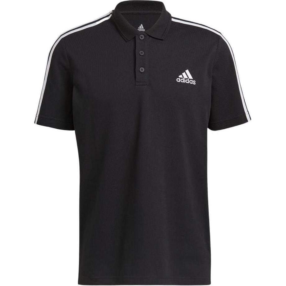 Adidas FW22 Сплошной цвет с логотипом и полосатой рубашкой поло с короткими рукавами Мужские топы Черный GK9097 S black