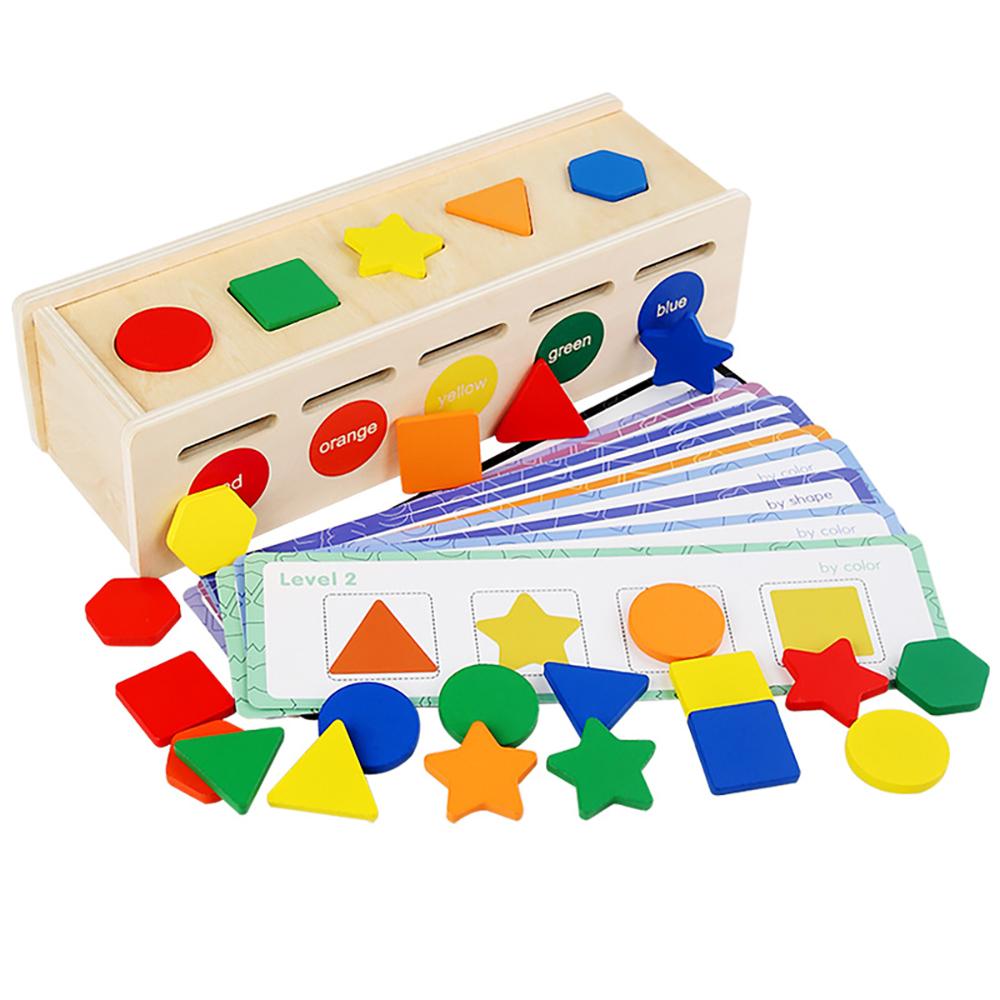 Wooden Color Shape Sorting Box Montessori Toys Color Shape Sorting Toy Preschool Early Learning Educational Toy for Kids Gifts beige Phone Case CSWO02