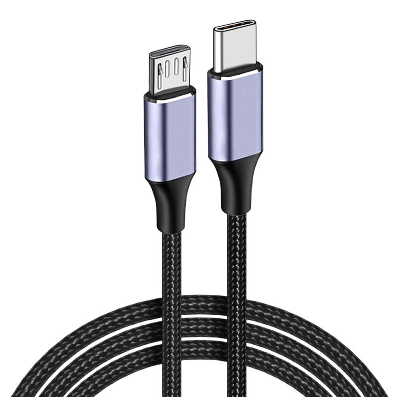 Кабель USB C - Micro USB Type C с нейлоновой оплеткой, 2,4 А, быстрая зарядка и синхронизация данных со скоростью 480 Мбит/с для планшетов и телефонов gray Daybreak