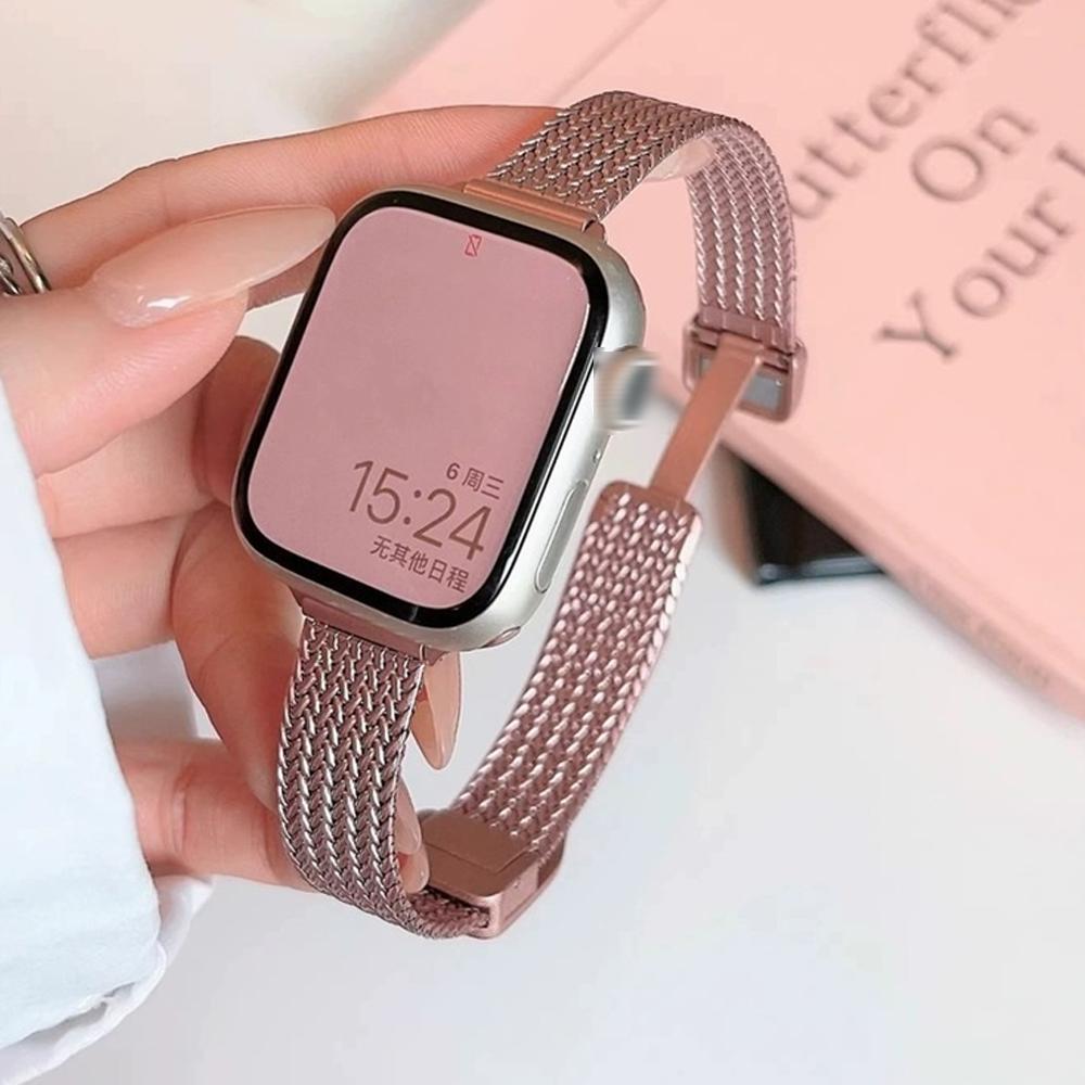 Роскошный Тонкий Металлический Магнитный Ремешок для IWatch 10 9 8 7 SE 6 Девочки Наручный Ремешок для Apple Watch 41 42 40 38 45 44 49мм Ultra 2027 38 40 41 S10 42mm brown Plain Abode