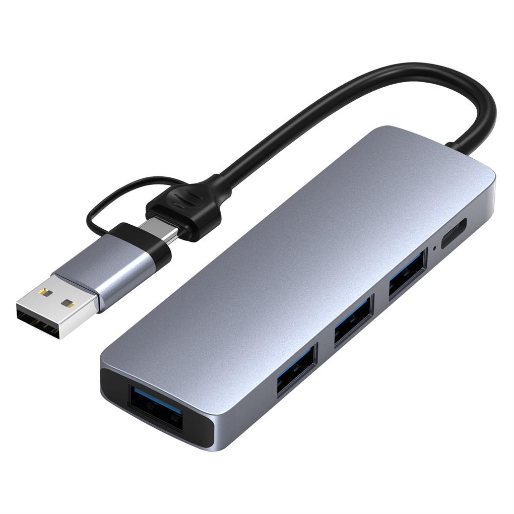 5-в-1 USB-хаб Многофункциональная док-станция Разъем Аксессуар Множество слотов Конвертер Инструмент для компьютера телефона планшета gray Elenxs Gogo