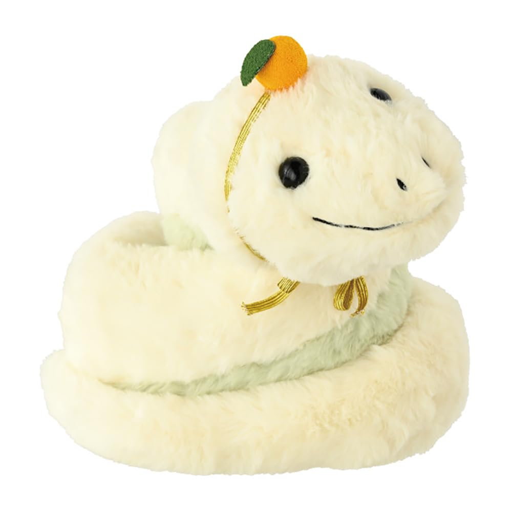 [2 pieces] HEADS Plush Toy 18 x 17 x 20 cm Green 2025 Zodiac Snake Huggable Animal Snake Ears HEADS DAS-MBQS beige hayatospeed