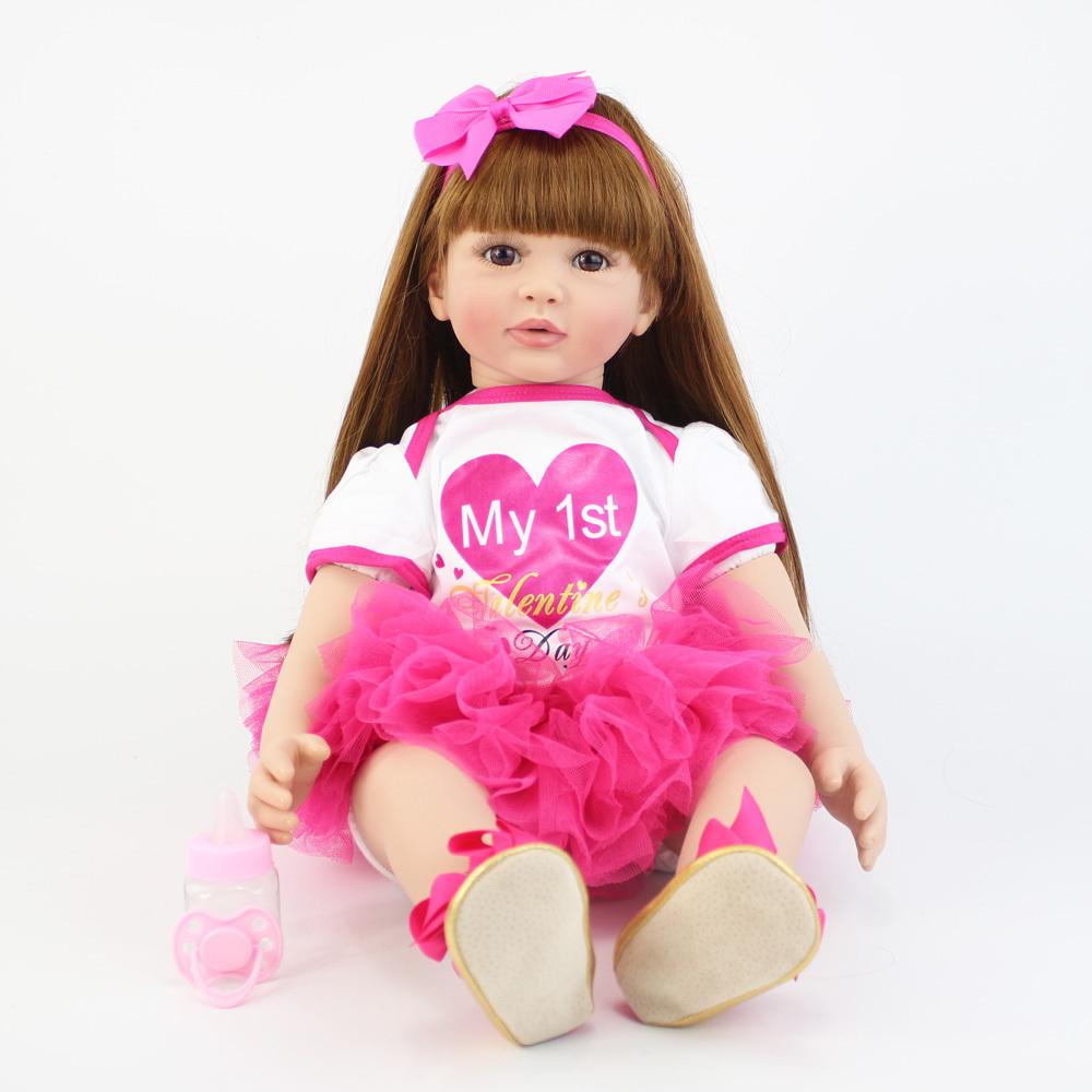 BZDOLL Как настоящая 60 см 24 дюйма Кукла Реборн Ручной работы из Мягкого Винила Малышка Принцесса Малыш Младенцы Девочка Подарок на День рождения Игрушка для Игры в Дом cloth body doll pink BZDOLL Reborn