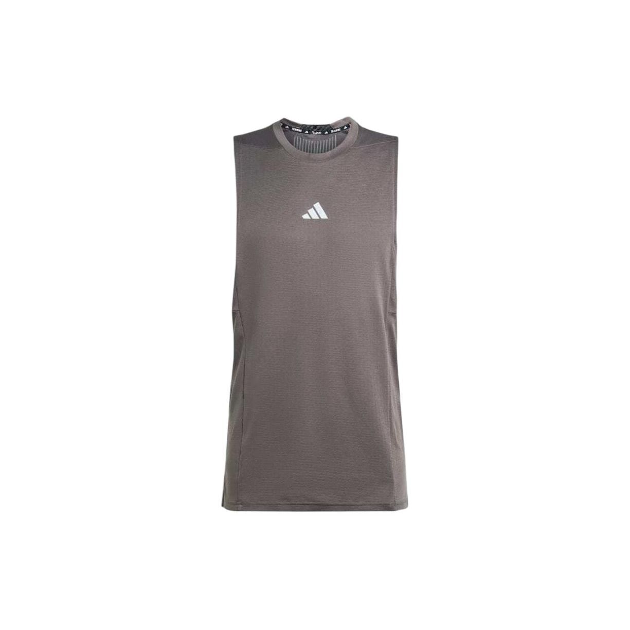 Adidas Heat.Rdy Принт с логотипом Свободный Тренировочный Свитшот с коротким рукавом Мужские Топы Темно-серый IS3712 XS gray