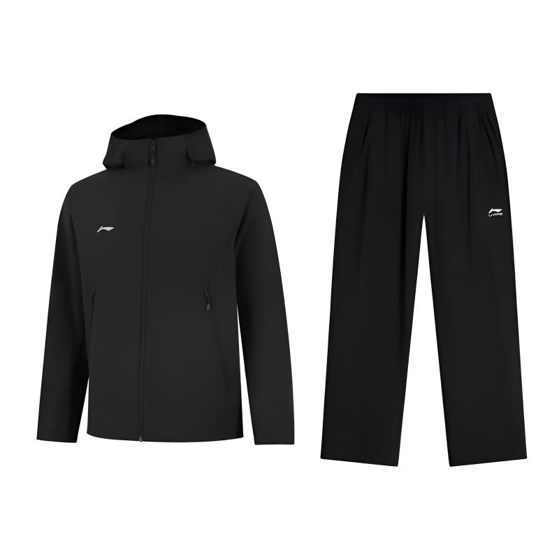 Li-Ning Минималистичная Модная Теплая Ветрозащитная Удобная Универсальная Куртка-Кардиган с Капюшоном Повседневная Спортивная Одежда Верхняя одежда Унисекс Черная AFDVF91-1+YYKV299-1 S black