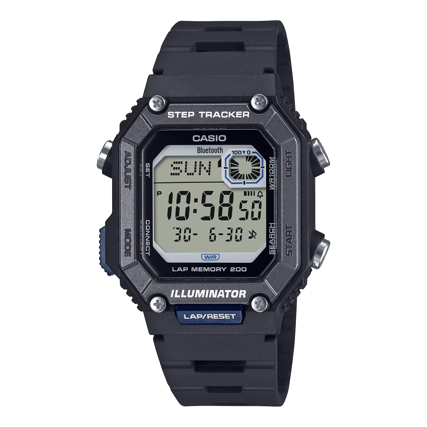 Цифровые часы Casio WS-B1000-1AV с подключением к смартфону, Bluetooth, шагомером, для мужчин, черный, импортные gray