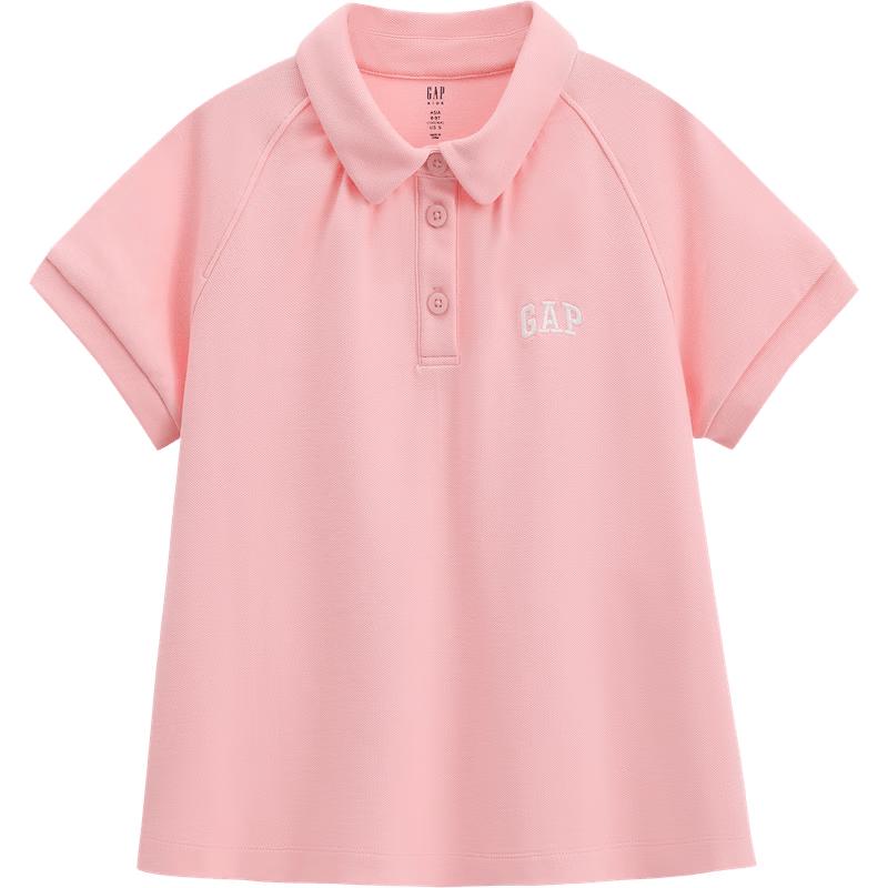 Поло с коротким рукавом и вышитым логотипом GAP для девочек 130 cm (8-9Y) pink
