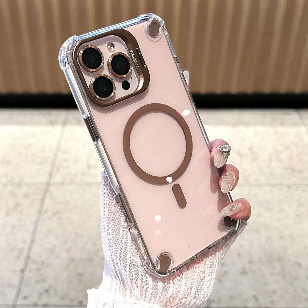 Ударопрочный чехол с магнитом для складной камеры iPhone 16 15 14 13 12 Pro Max Plus 11, роскошное стекло для объектива, чехол Magsafe For iPhone 16 Pro Max black Phone Case CSWO02