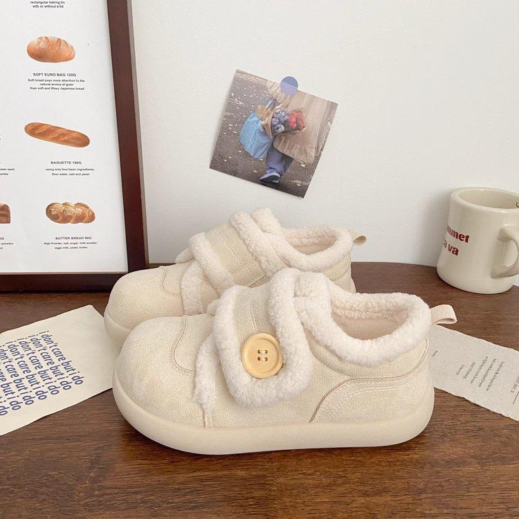 Флисовые Doudou на плоской подошве для зимней носки 22 новые плюшевые туфли 35 beige Stylish Houses