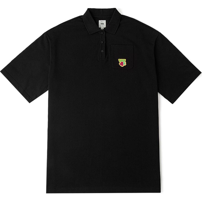 Vans Solid Color Cotton Short Sleeve Polo Shirt Women tops Black VN000GUWBLK S black