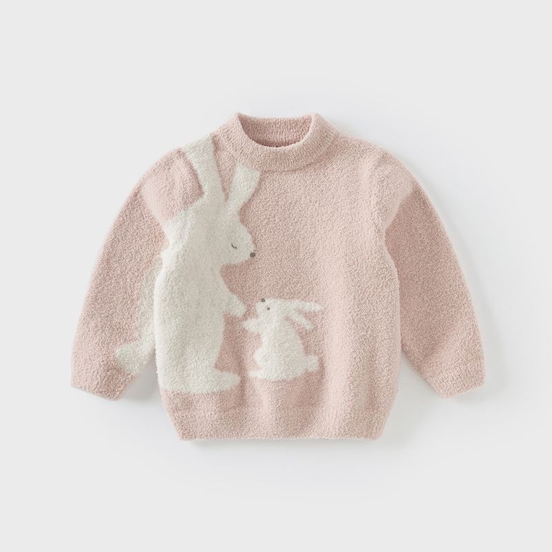 David Bella Girls  Half-Velvet Sweater Boys  Half-Turtleneck Knitwear 2026 Spring New Children s Top Gray Pink [Ready in Stock] 110 white TAOMall