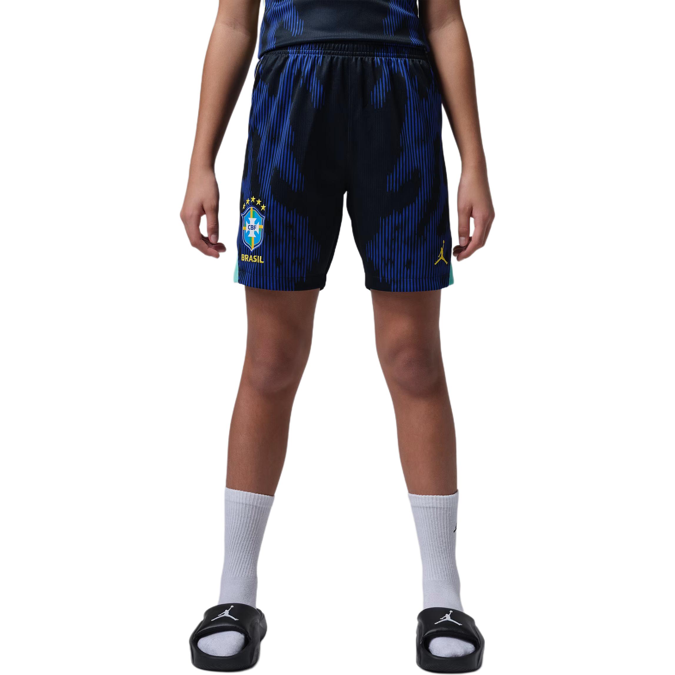 Jordan Dri-FIT Сезон 2026 Бразилия Выездная Версия для болельщиков Color-Block Шнуровка Футбол Детские Быстросохнущие Штаны Детские штаны IU1081-417 S black