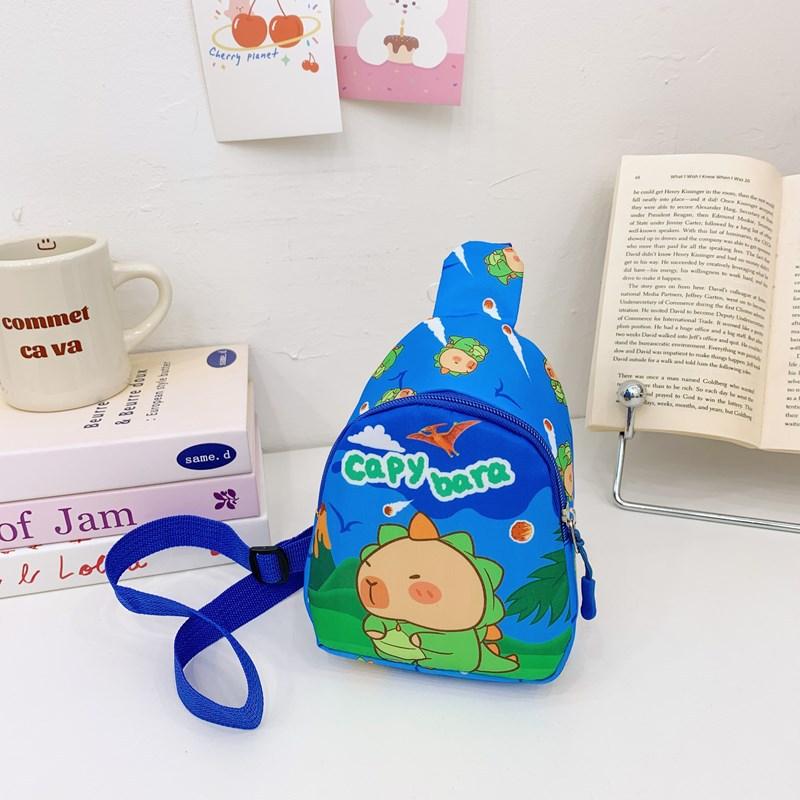 Школьный рюкзак мультяшный детский рюкзак новый 3-6 лет для мальчиков и девочек капибара сумка для сменки повседневный универсальный нагрудный рюкзак косой синий Gentle clothing world