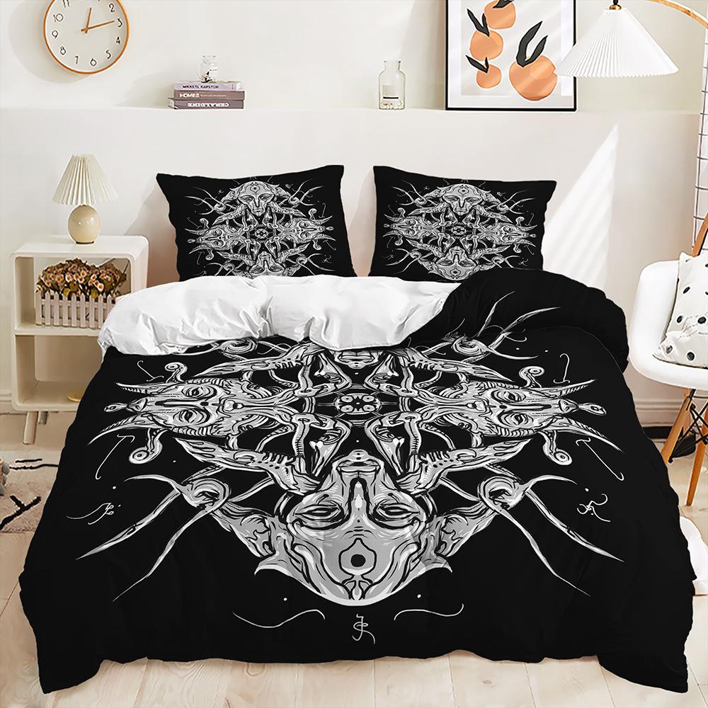 Постельное белье из трех частей Diablo Skull Totem Kit 135 * 200 (two-piece set) 90g gray Warmth Home