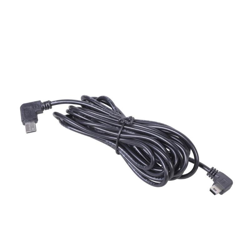 Кабель для зарядки Type-C под прямым углом на Mini USB с двойным угловым разъемом 90 градусов для видеорегистраторов, навигации 1 black 666
