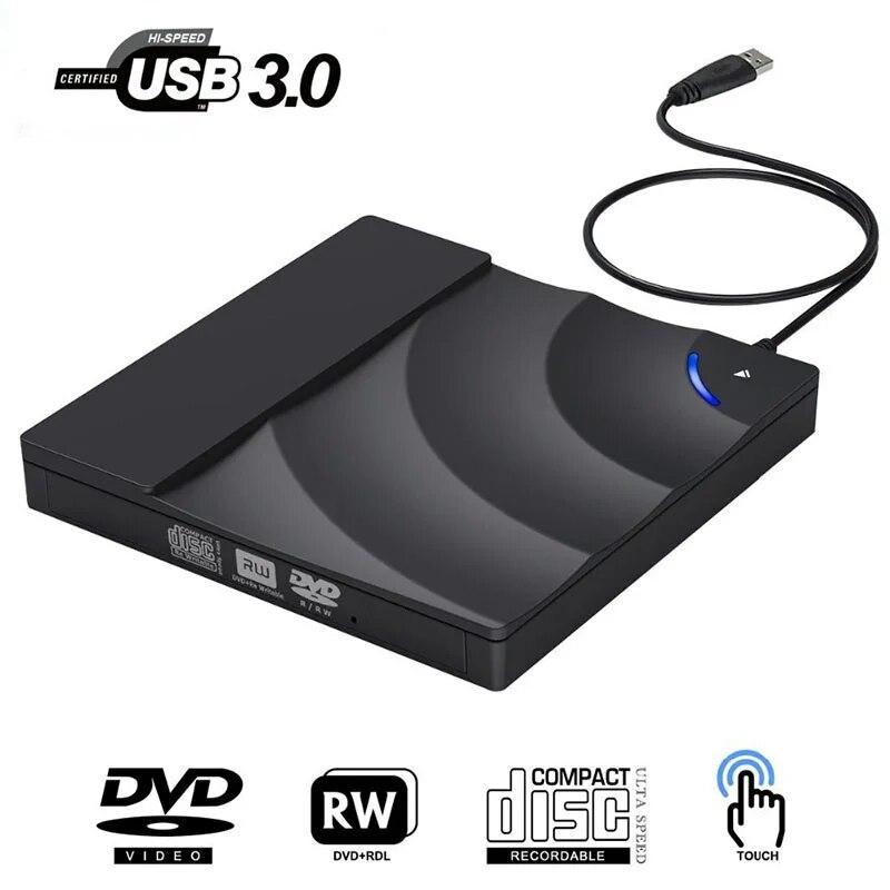 Портативный высокоскоростной оптический привод USB 3.0 CD DVD-RW, внешний тонкий дисковод, настольный ПК, ноутбук, планшет, рекламный DVD-плеер black black Conwe