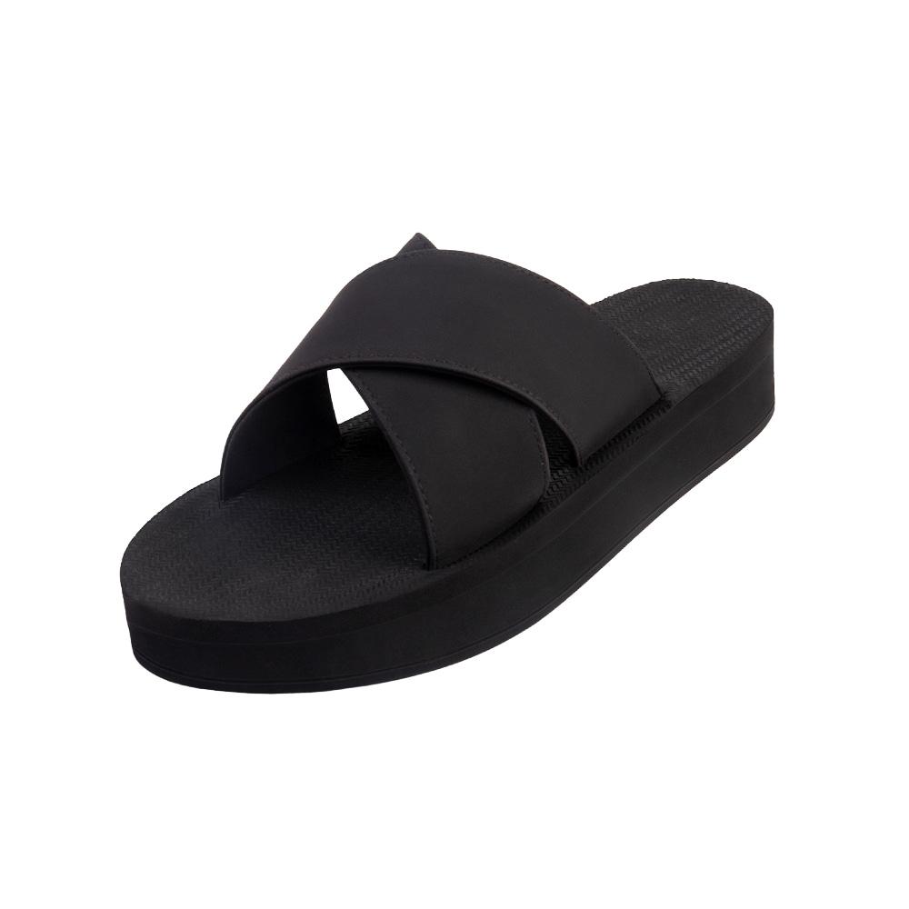 Черные шлепанцы Indosol на платформе с перекрестными ремешками Platform Cross Slide - Black (W4-5) black TrendMecca Watches