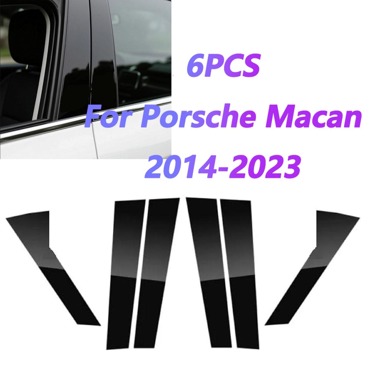6pcs Piano Black Pillar Posts Door Trim Cover Window For Porsche Macan 2014- black Nest 11