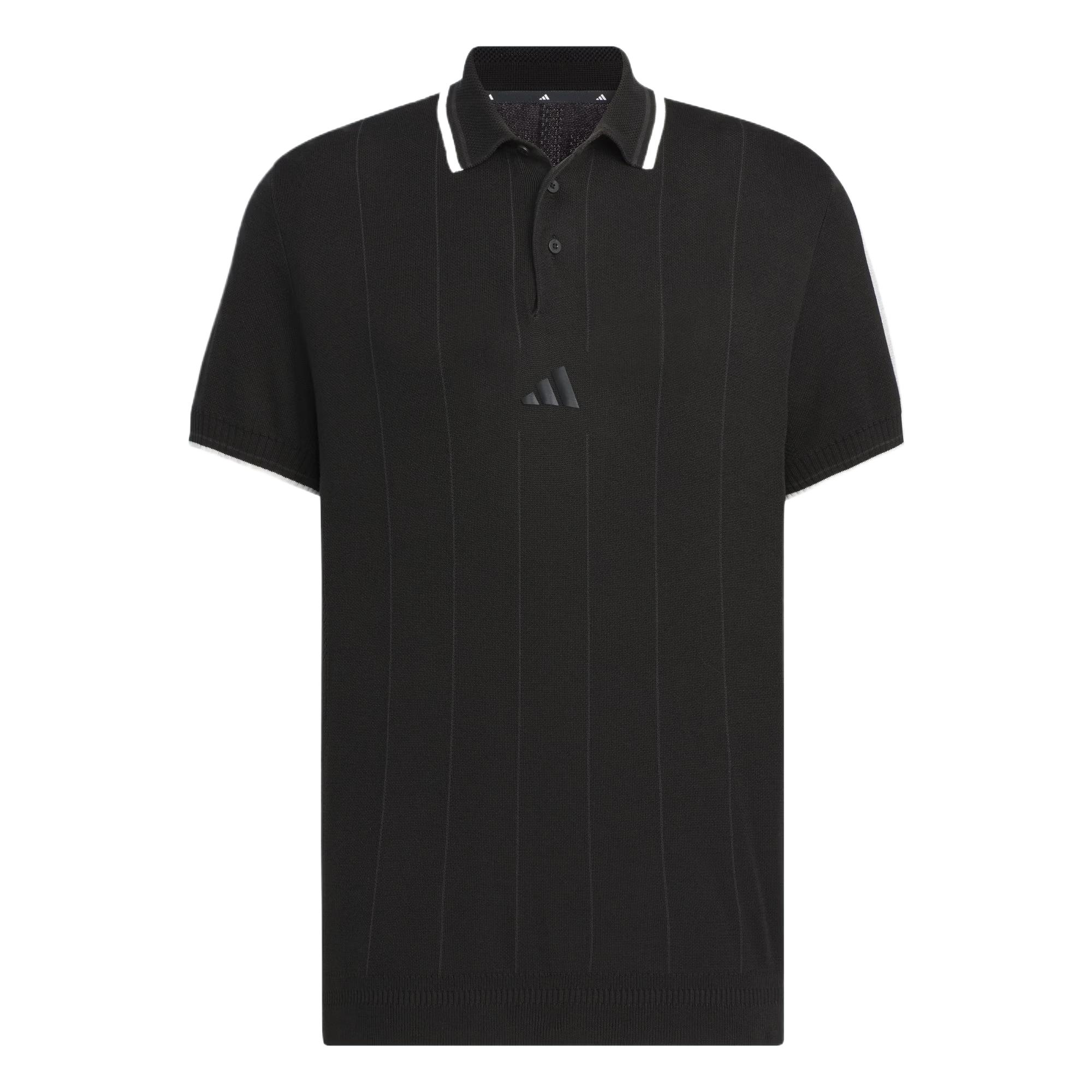 Adidas Knit Polo Golf Casual Comfortable Breathable Stylish Short Sleeve Polo Shirt Men Tops Black JG1359 L black
