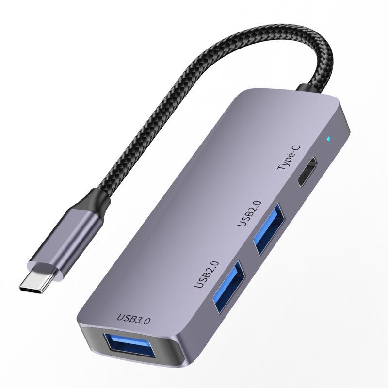 Разветвитель USB-C: 3.0 ХАБ, док-станция для зарядки ноутбуков, планшетов и телефонов с поддержкой PD 100 Вт gray Pickerr