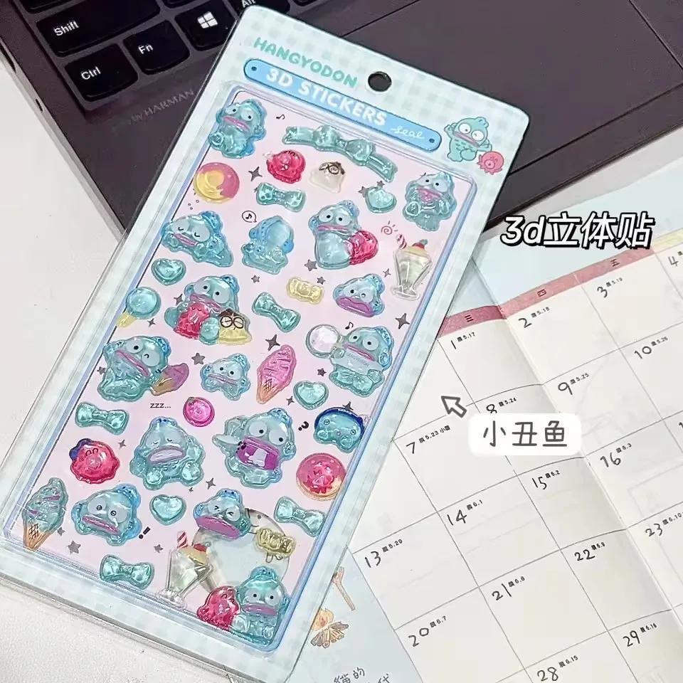 Милые Аниме Хелло Китти 3D Стикеры Sanrio Куроми Циннаморолл Прозрачные Желейные Кристальные Декоративные Стикеры Чехол для Телефона DIY Детская Игрушка gray Prettiest Time