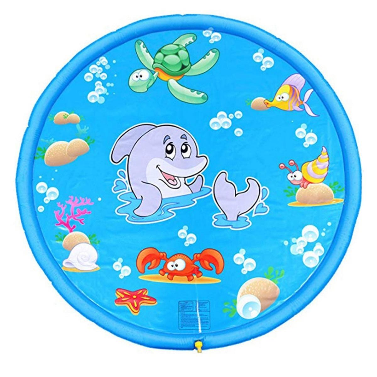Новый надувной игровой бассейн с брызгами воды, игровой коврик для разбрызгивания во дворе, забавная игрушка с брызгами воды, детская площадка для детей на открытом воздухе 100CM blue Angel 05