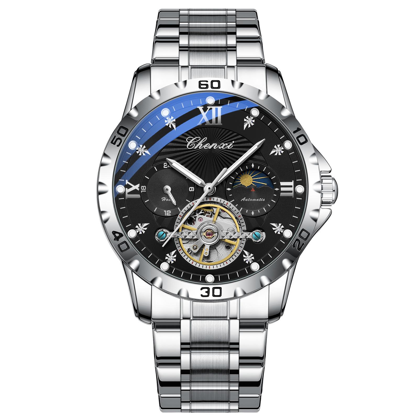Men Flywheel Watches Luxury Fashion Business Wristwatch Mens Waterproof Mechanical Automatic Watch Montre Homme Relogios Masculino чёрный Chenxi