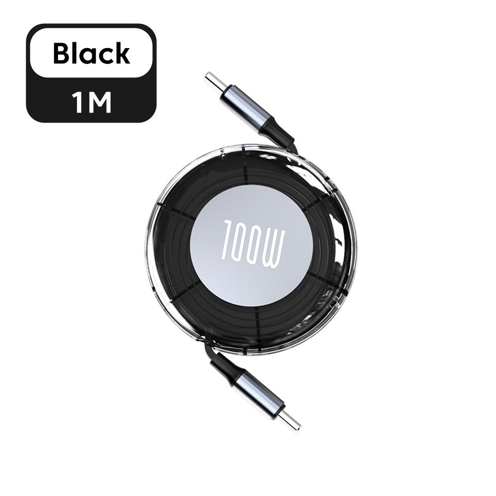 Выдвижной кабель PD 100 Вт USB Type C к Type C Быстрая зарядка Кабель USB C к USB C Для iPhone Huawei Планшетные ПК Ноутбуки Кабель для передачи данных чёрный Auto Home Solutions
